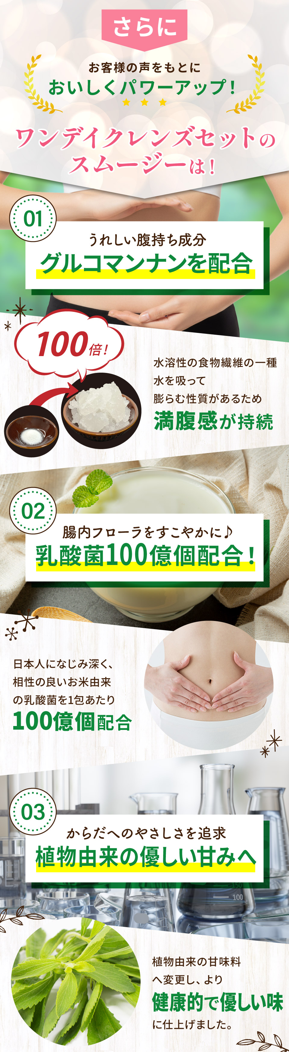 お客様の声をもとに、さらにおいしくパワーアップ！ワンデイクレンズセットのスムージーが新しくなったんです！